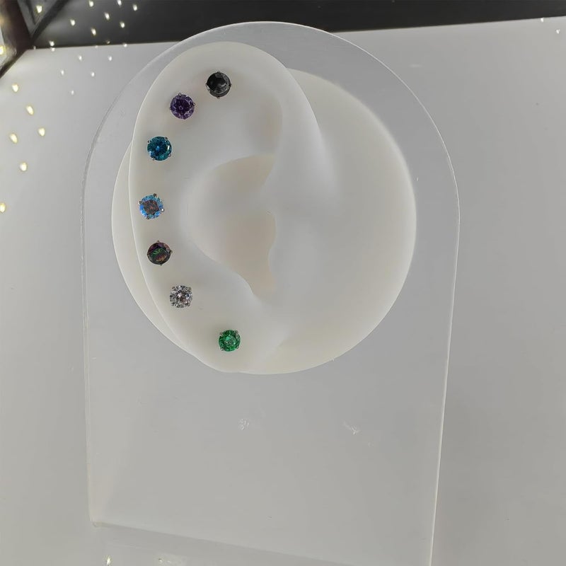 TOMIDES G23 Titanium Lip Rook Labret Studs Helix Tragus Earring Set 16G Threadless CZ Nose Stud Hypoallergenic Conch Lobe Cartilage Push Back Monroe Piercing Jewelry - Image 5